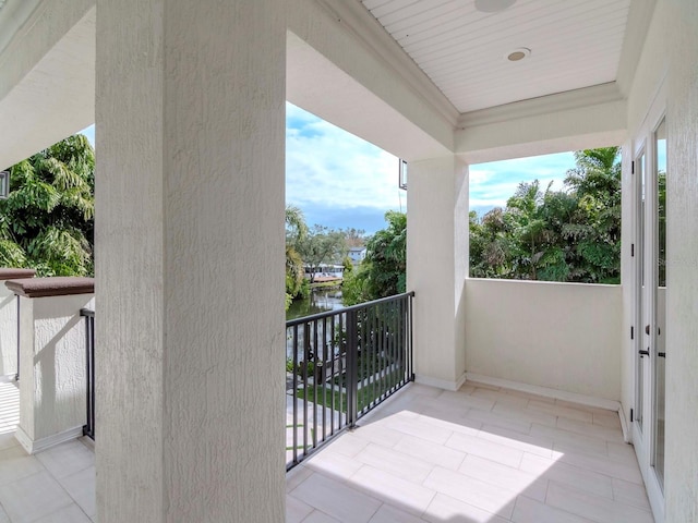 balcony with a water view