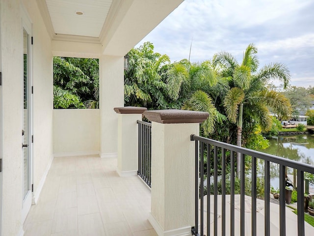 balcony with a water view