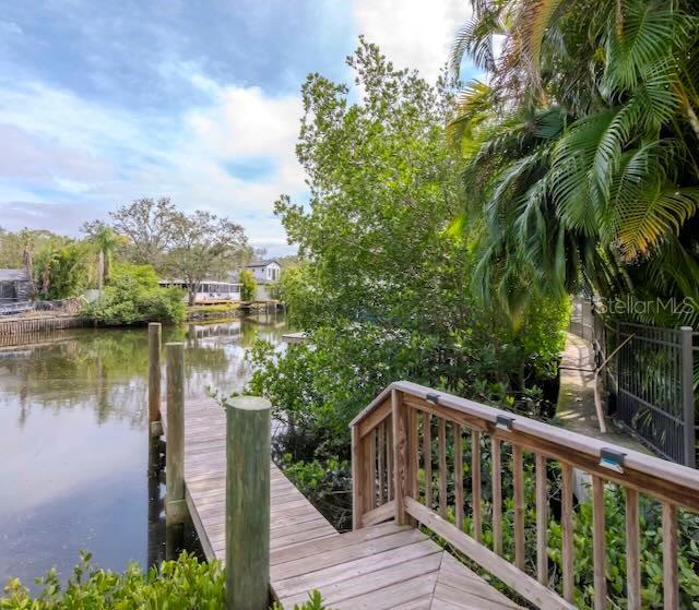 dock area featuring a water view