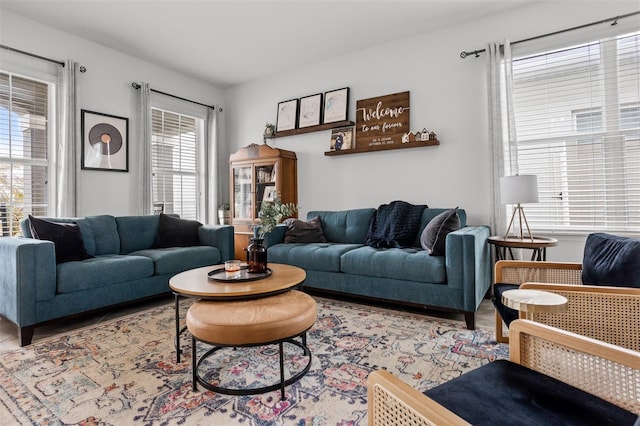 living room with plenty of natural light