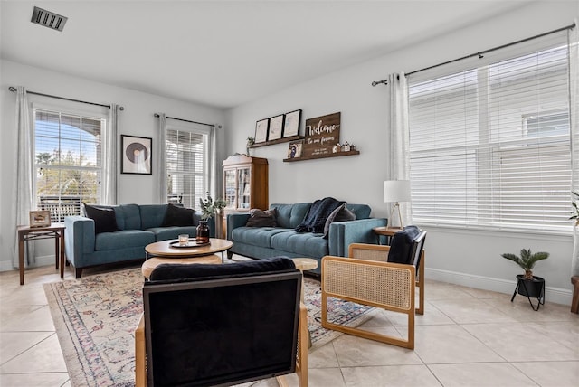 view of tiled living room