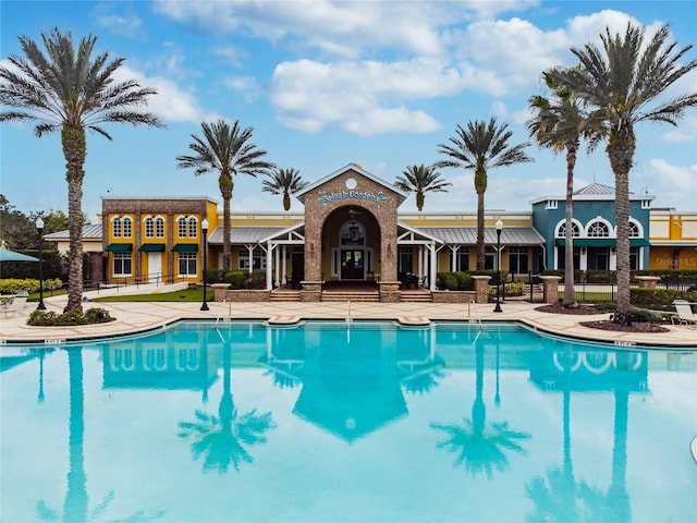 view of pool featuring a patio