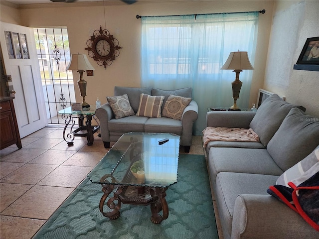 view of tiled living room