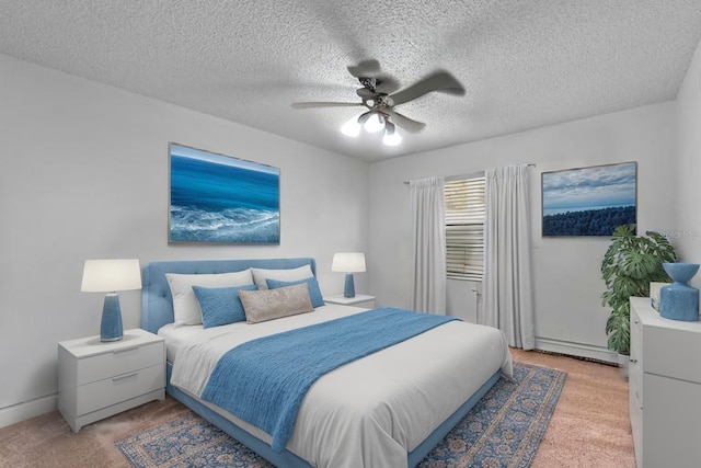 20 Sylvia Pl, Oldsmar, FL 34677 - bedroom featuring light colored carpet, a textured ceiling, a ceiling fan, and baseboards