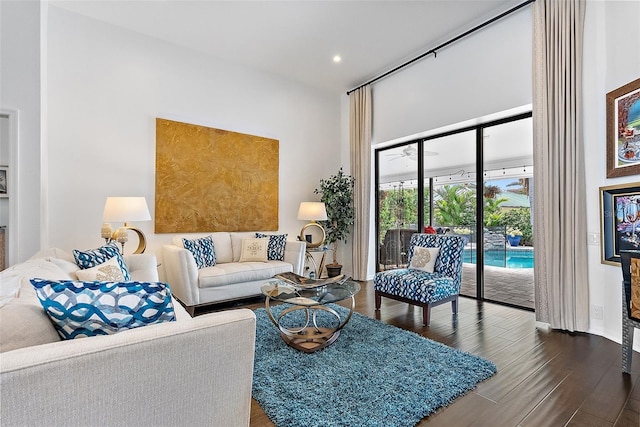 living room with hardwood / wood-style floors