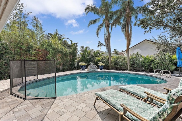 view of swimming pool with a patio