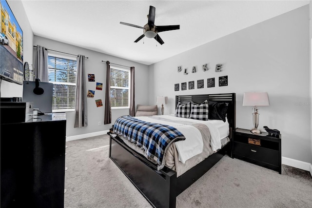 bedroom with carpet and ceiling fan