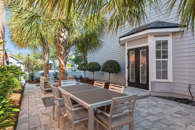 view of patio / terrace featuring french doors