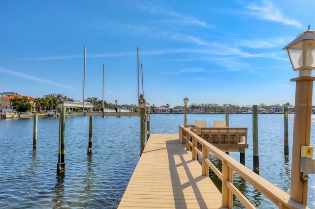 view of dock featuring a water view