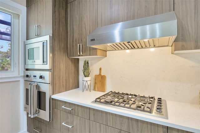 kitchen with stainless steel appliances and ventilation hood