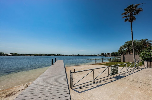 dock area featuring a water view