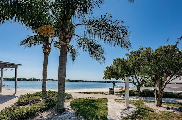 property view of water featuring a view of the beach