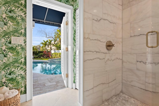 bathroom featuring an enclosed shower