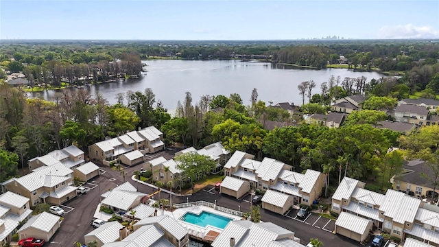 3406 Waterbridge Dr, Tampa, FL 33618 - birds eye view of property featuring a water view