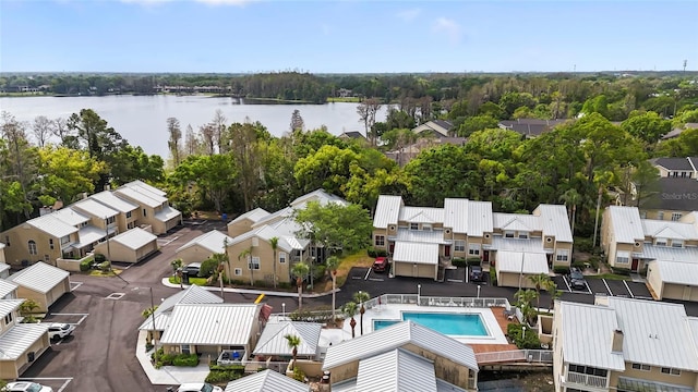 3406 Waterbridge Dr, Tampa, FL 33618 - birds eye view of property featuring a residential view and a water view