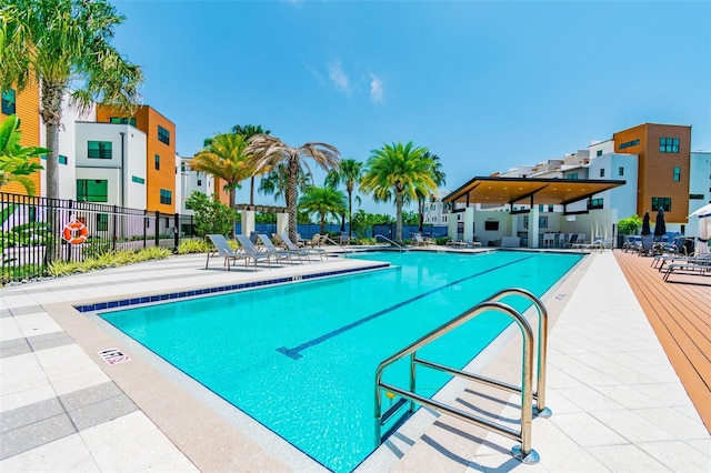 view of pool featuring a patio