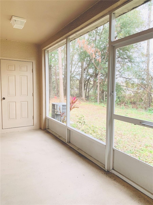 view of unfurnished sunroom