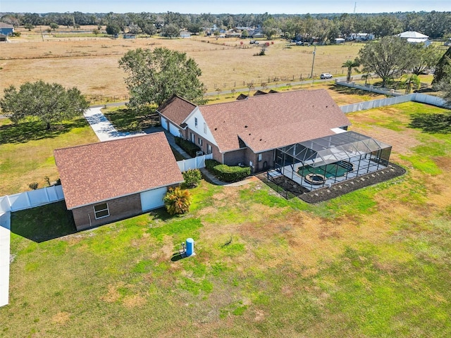 aerial view featuring a rural view