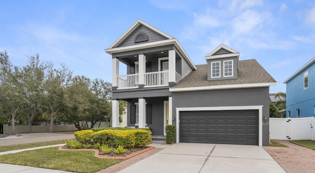 view of front of home with a balcony