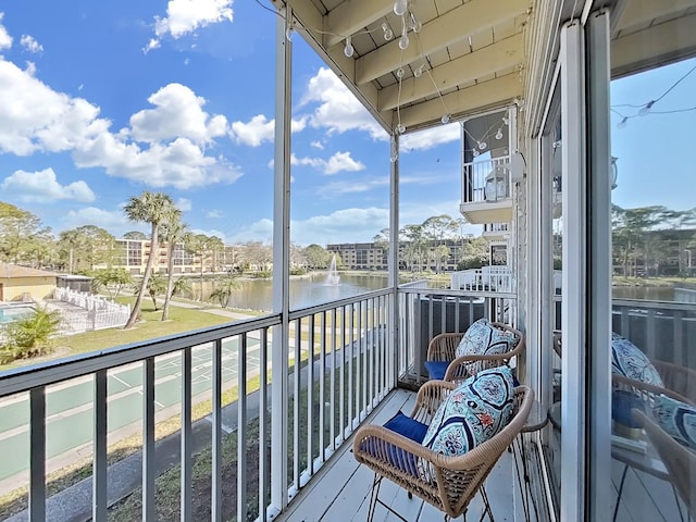 balcony with a water view