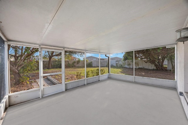 view of unfurnished sunroom