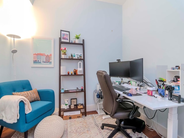 office space featuring hardwood / wood-style flooring