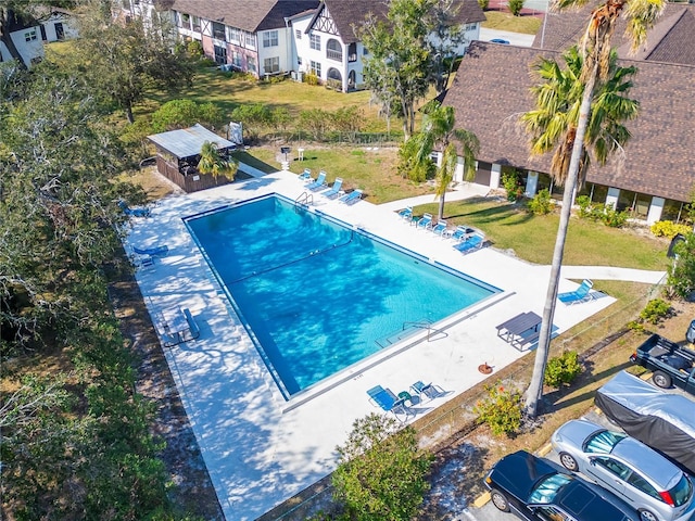 view of pool featuring a patio