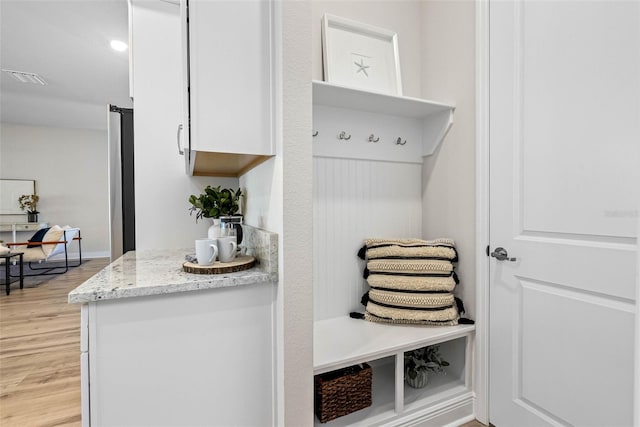 mudroom featuring light hardwood / wood-style floors