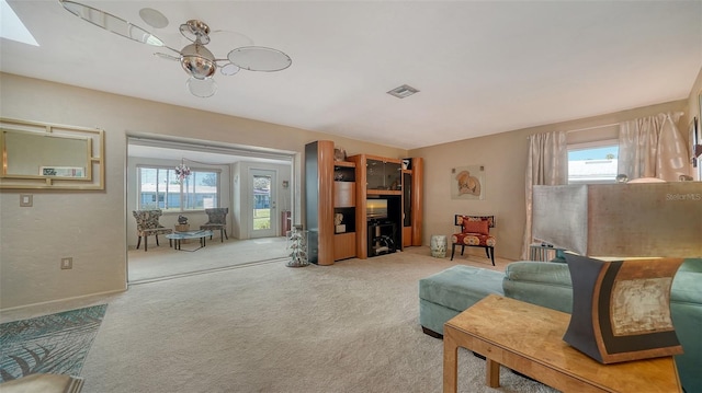 living area with carpet floors