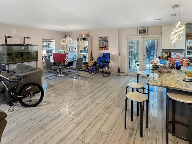 interior space featuring french doors