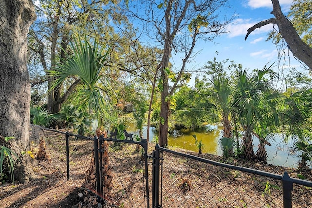 view of yard with a water view