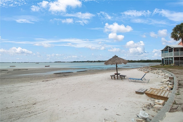 view of water feature featuring a view of the beach