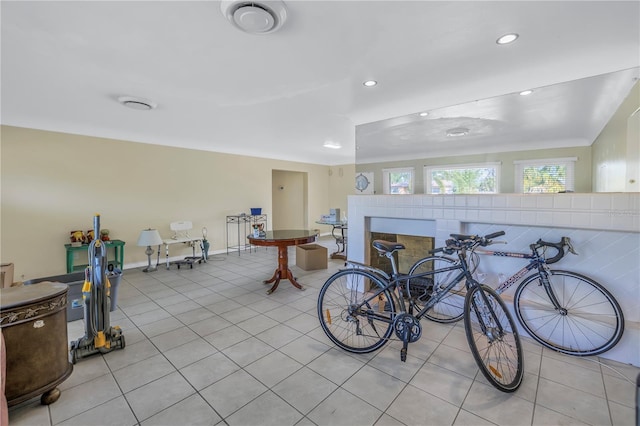 miscellaneous room featuring light tile patterned floors