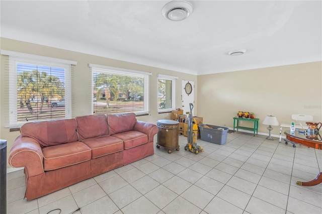 tiled living room featuring plenty of natural light