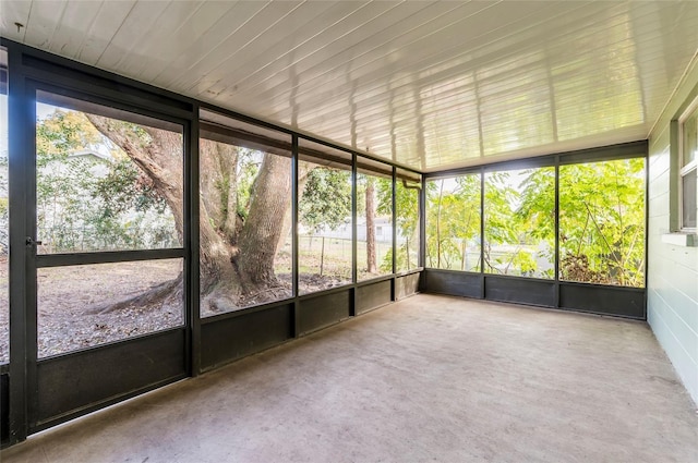 view of unfurnished sunroom