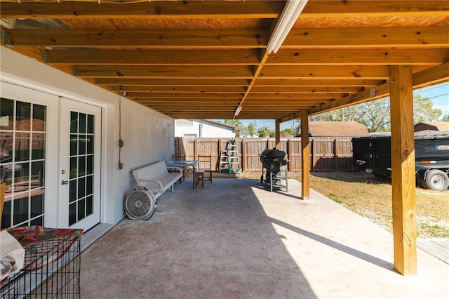 view of patio with grilling area and french doors