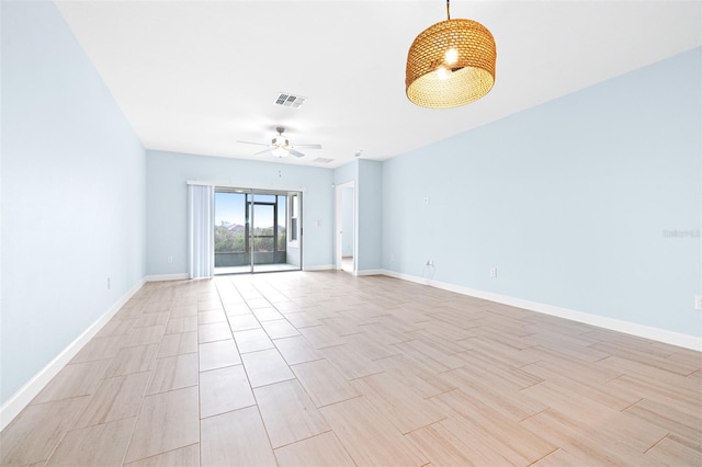 spare room featuring ceiling fan