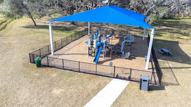 view of playground featuring a yard