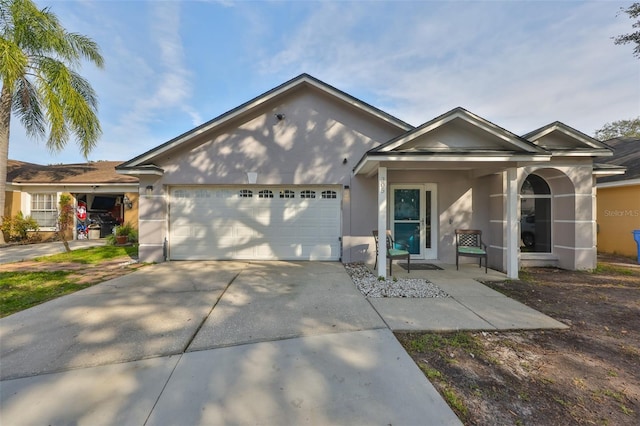 ranch-style home with a garage