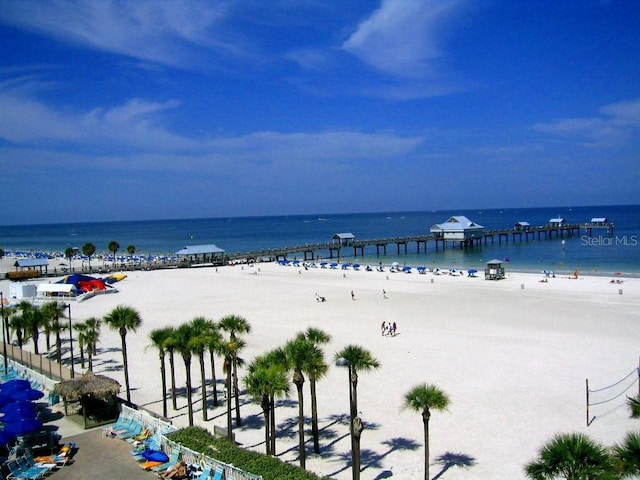 view of water feature featuring a view of the beach