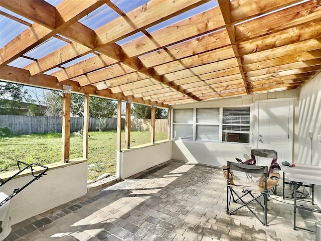 sunroom featuring wood ceiling