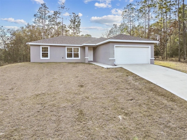 ranch-style home with a garage