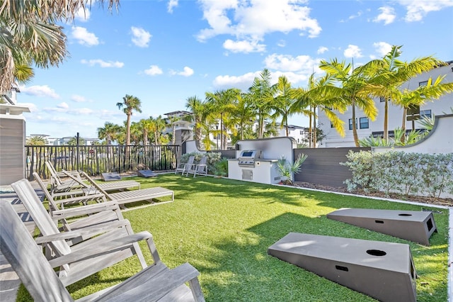 view of yard featuring area for grilling