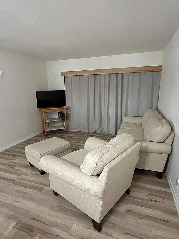 living room with light wood-type flooring