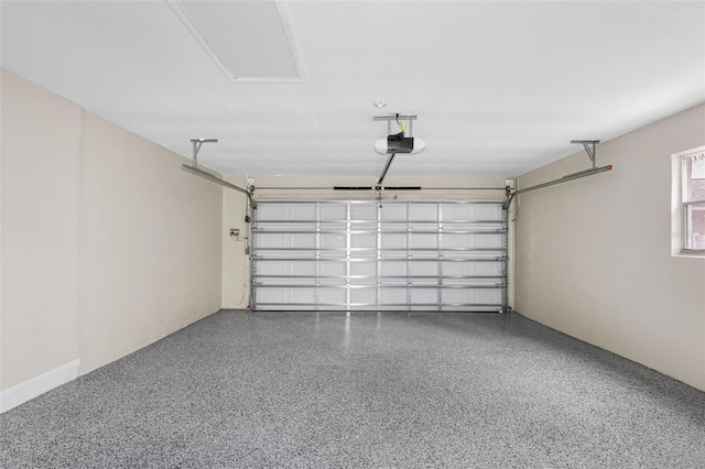 garage with a garage door opener