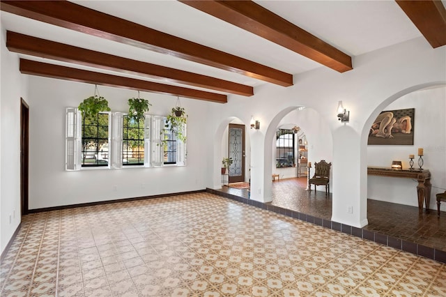 interior space with beam ceiling