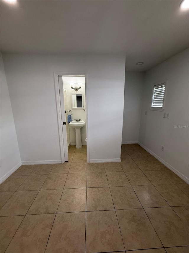 interior space featuring light tile patterned floors