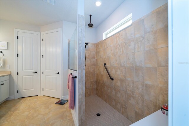 4748 Ballast Crest Cv, Land O Lakes, FL 34638 - full bathroom with walk in shower, vanity, and tile patterned floors
