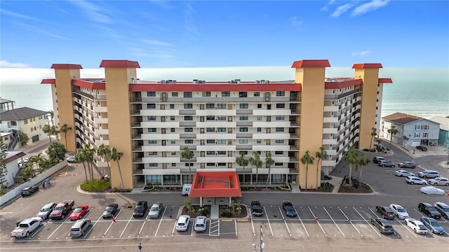 view of building exterior featuring a water view