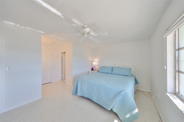 bedroom featuring ceiling fan